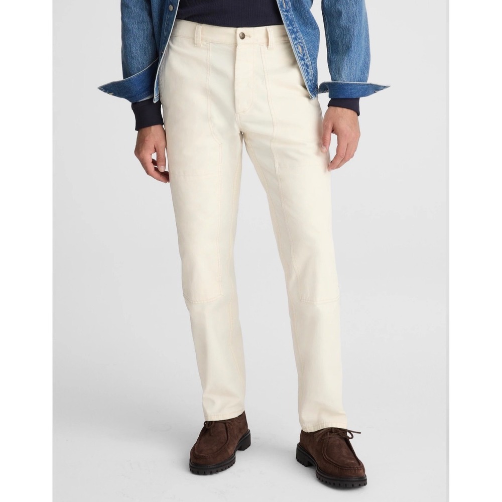 Madewell Relaxed Straight Workwear Pants Mens 29x30 Cream Utility Cotton Canvas